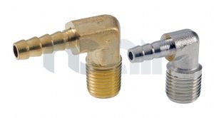 Hose Tail 90 Deg Elbow - Brass BSPT 1/8