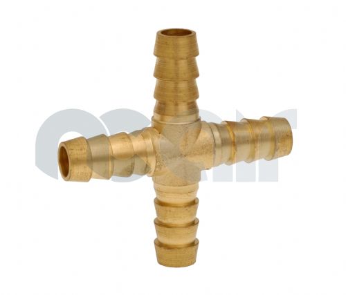 Hose Tail Cross - Brass 1/4