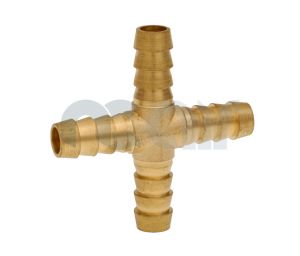 Hose Tail Cross - Brass 1/4